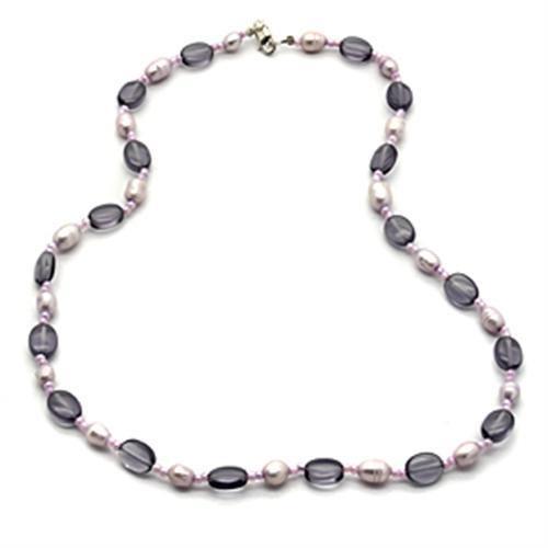 Silver 925 Sterling Silver Necklace with Synthetic Synthetic Glass in Amethyst