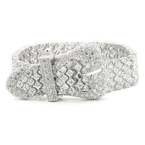 Rhodium 925 Sterling Silver Bracelet with AAA Grade CZ in Clear