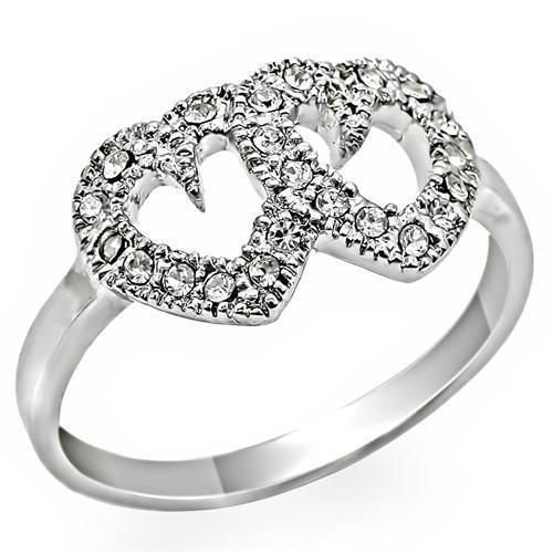 Rhodium 925 Sterling Silver Ring with Top Grade Crystal in Clear