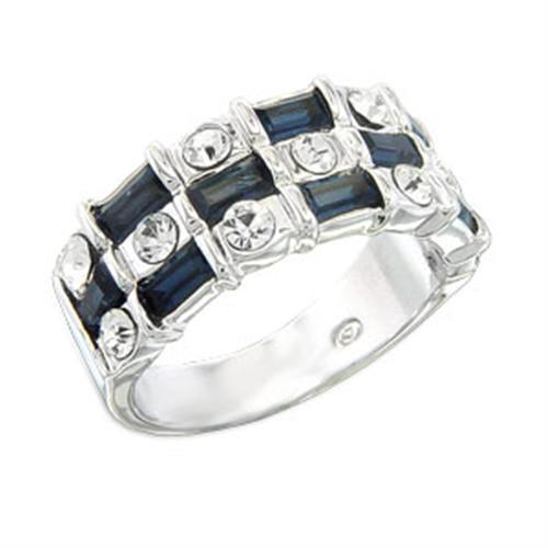 Rhodium 925 Sterling Silver Ring with Top Grade Crystal in Montana