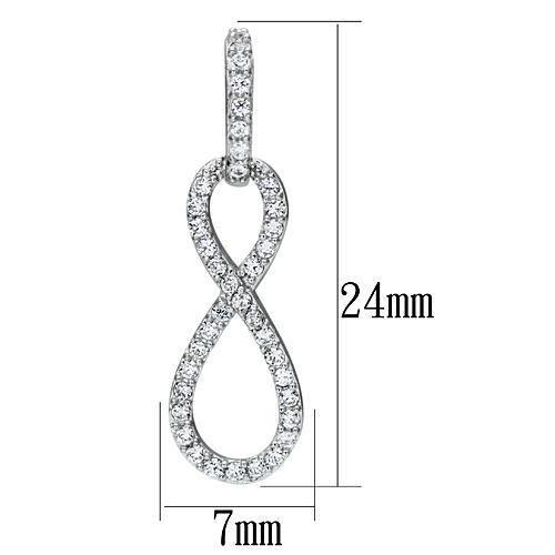 Rhodium 925 Sterling Silver Earrings with AAA Grade CZ in Clear