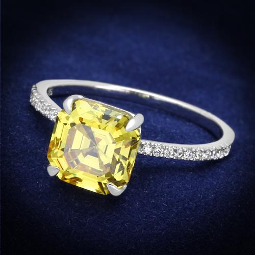 Rhodium 925 Sterling Silver Ring with Cubic in Topaz