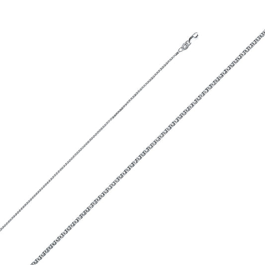 14k White Gold 1.2mm Flat Open Wheat Pendant Chain Necklace