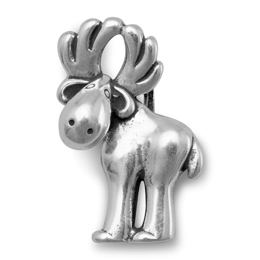 Sterling Silver Moose Slide Bracelet Charm