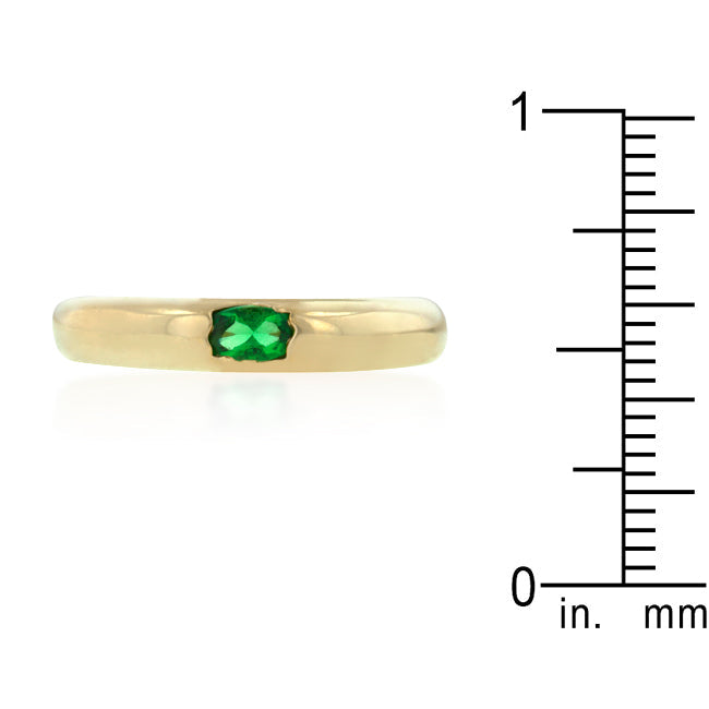 Precious Stars Goldtone Oval-Cut Green Cubic Zirconia Stackable Ring