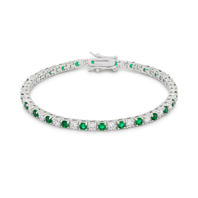 Precious Stars Silvertone Colorful Cubic Zirconia Ladies Ladies Tennis Bracelet