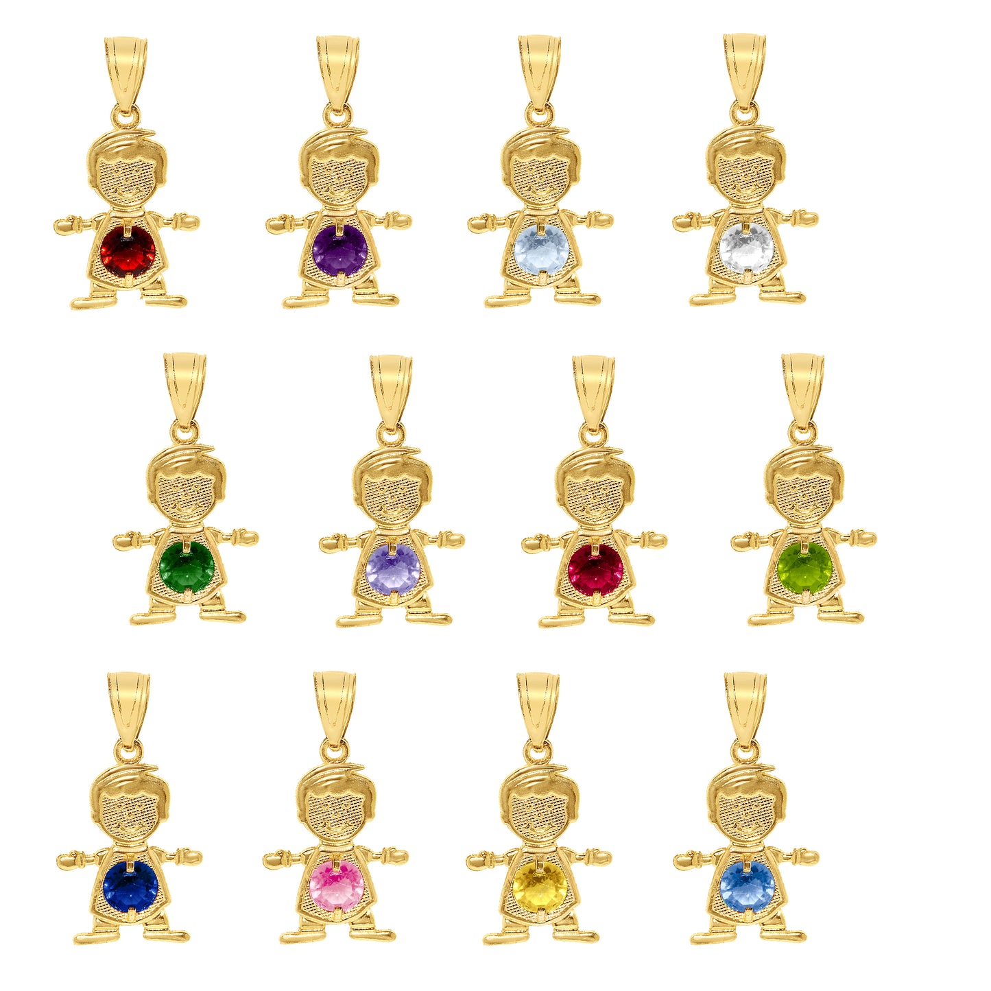 14k Yellow Gold Round-cut Cubic Zirconia Birthstone Boy/Son Pendant