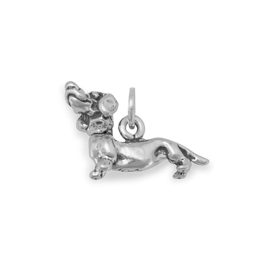 Sterling Silver Dachshund with Movable Head Bracelet Charm