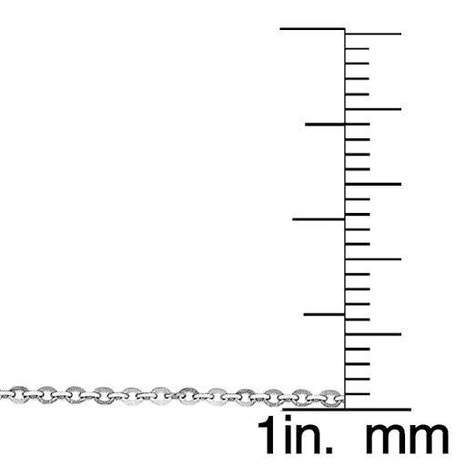14k White Gold 1.2mm Bevelled Diamond-cut Cable Pendant Chain Necklace