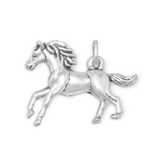 Sterling Silver Galloping Horse Bracelet Charm