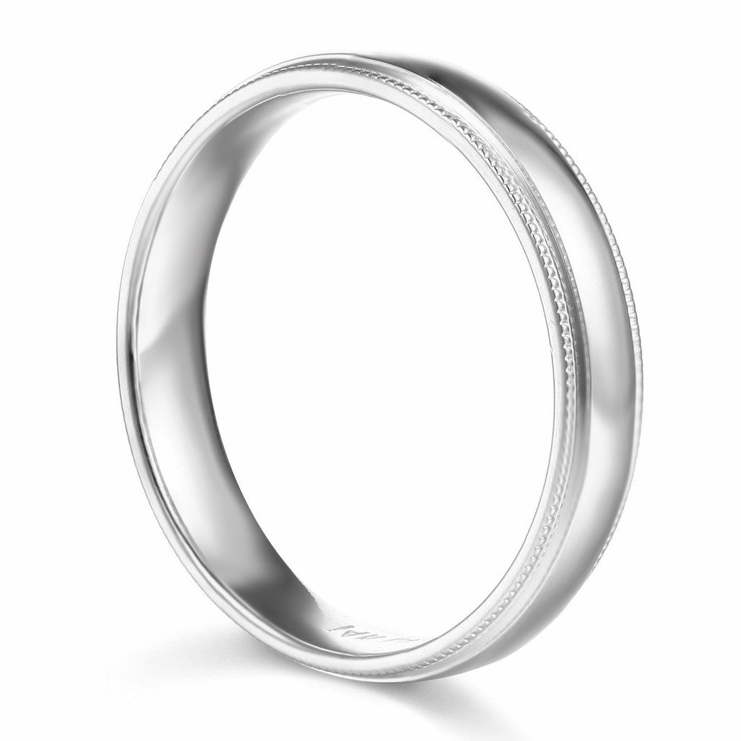14k White Gold 3mm Unisex Standard-fit Polished Milgrain Wedding Band