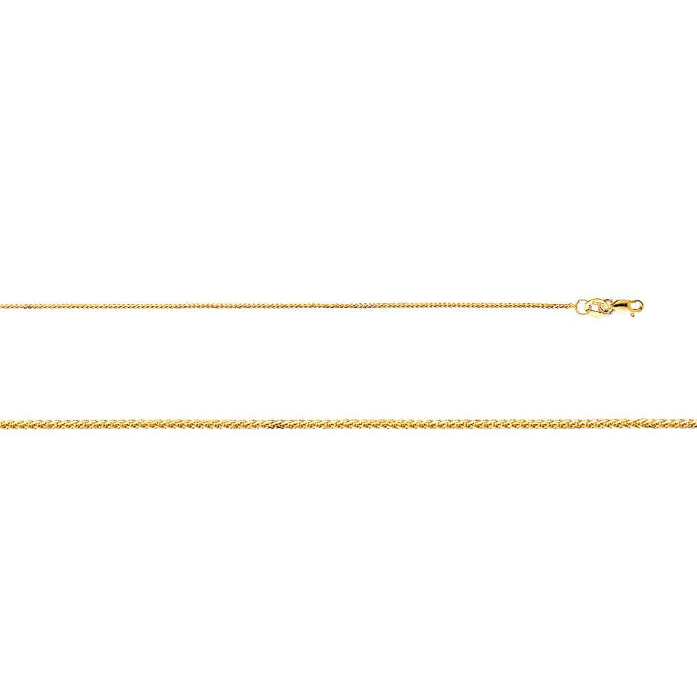 14k Yellow Gold Round-cut Cubic Zirconia February Birthstone Boy/Son Pendant with Square Wheat Chain