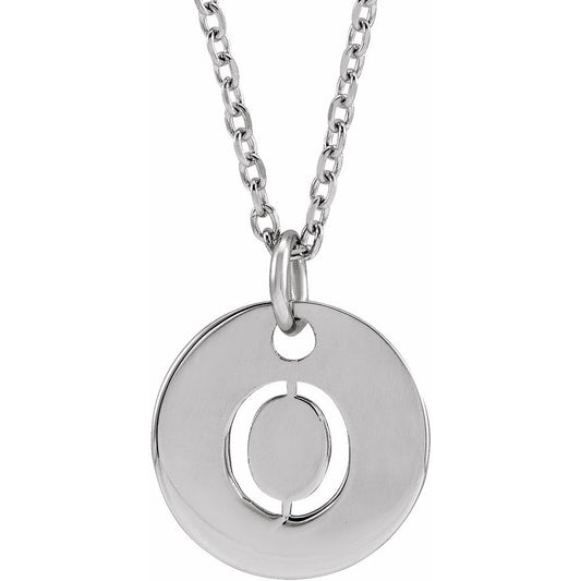 Sterling Silver Initial O Dangle Disc Necklace