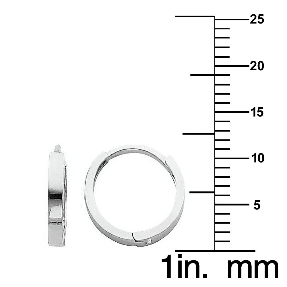 14k White Gold 11-mm Small Hinged Hoop Earrings