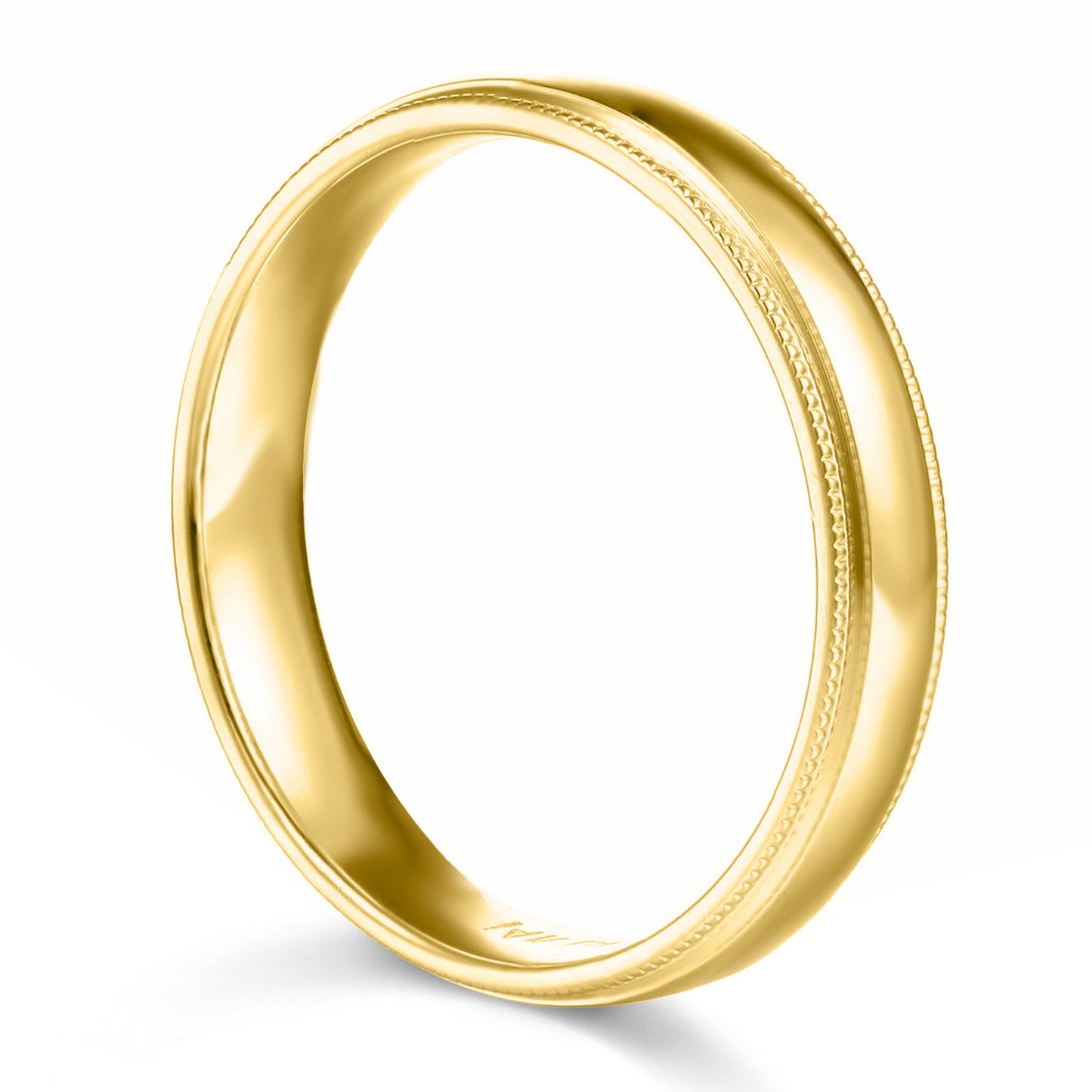 14k Yellow Gold 4mm Unisex Standard-fit Polished Milgrain Wedding Band