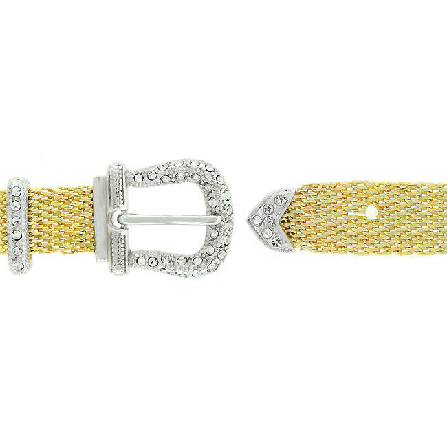 Precious Stars Goldtone Mesh Crystal Buckle Bracelet
