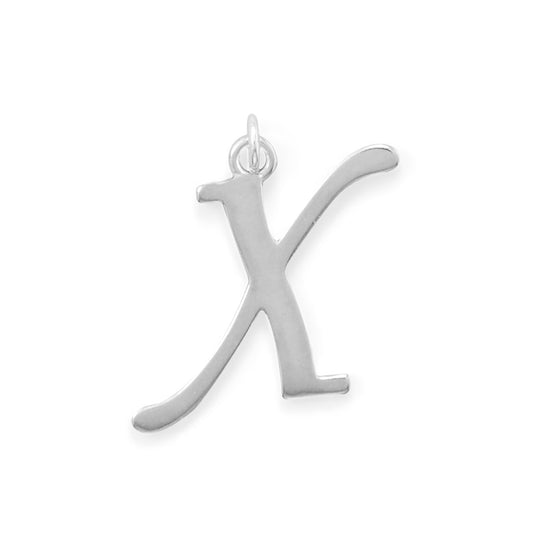 Sterling Silver Initial Letter X Pendant