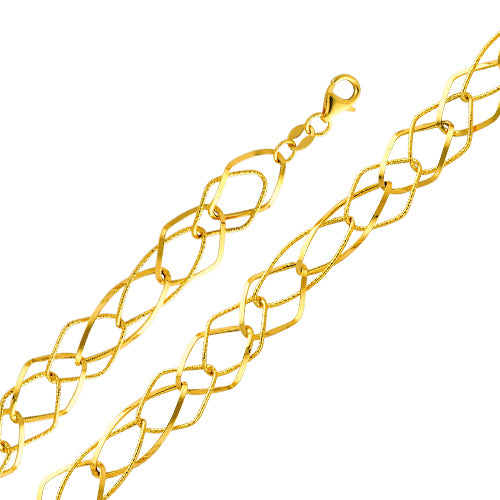 14K Yellow Gold Square link Charm Bracelet (7.5 inch)