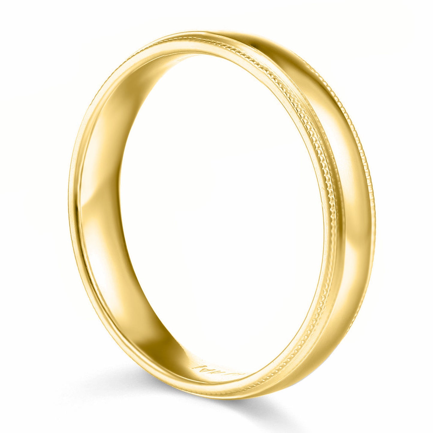 14k Yellow Gold 3mm Unisex Standard-fit Polished Milgrain Wedding Band