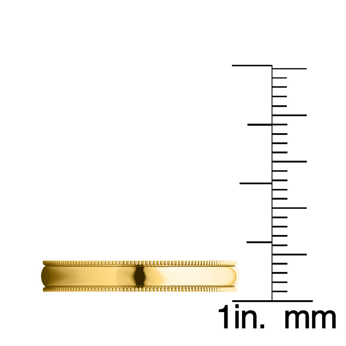 14k Yellow Gold 3mm Unisex Comfort-fit Polished Milgrain Wedding Band