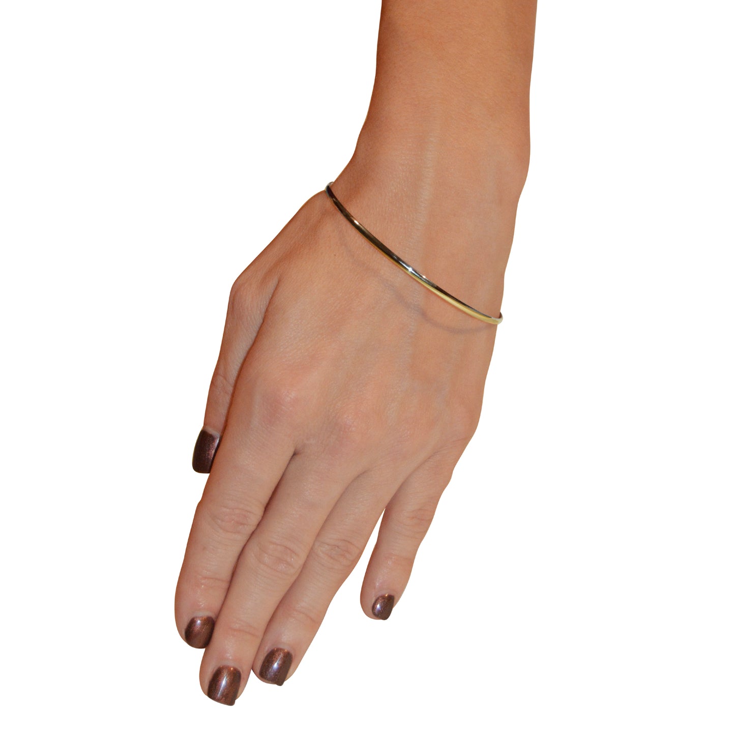 14k Solid Yellow Gold 2mm Half Round Bangle Bracelet