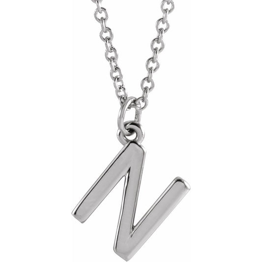 Sterling Silver Initial N Dangle Necklace
