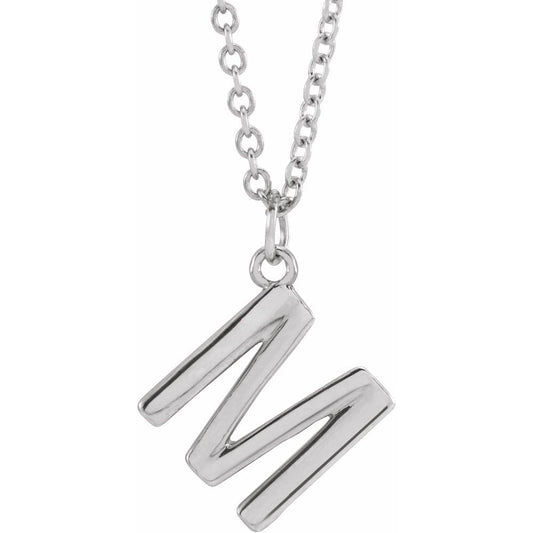 Sterling Silver Initial M Dangle Necklace