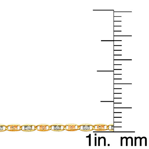 14k Tri-tone Gold 1.5mm Diamond-cut Valentino Chain Necklace