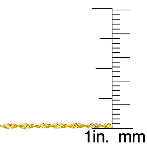14k Yellow Gold 1.2mm Singapore Pendant Chain Necklace
