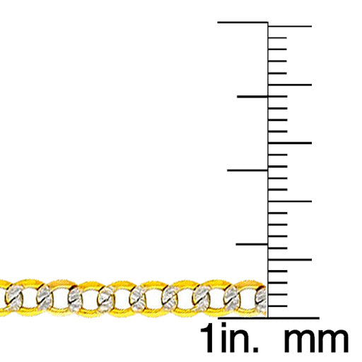 14k Two-tone Gold 3.5mm White Pave Hollow Cuban Unisex Chain Necklace