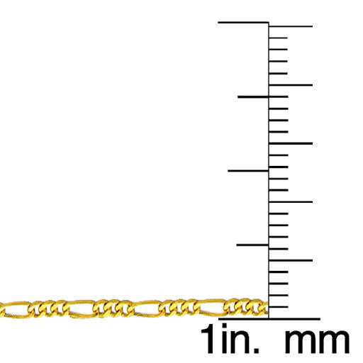 14k Yellow Gold 2.1mm Hollow Figaro Chain Necklace