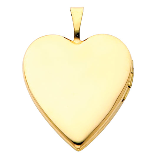 14k Yellow Gold High Polish Smooth Heart-shaped Hinged Locket Pendant