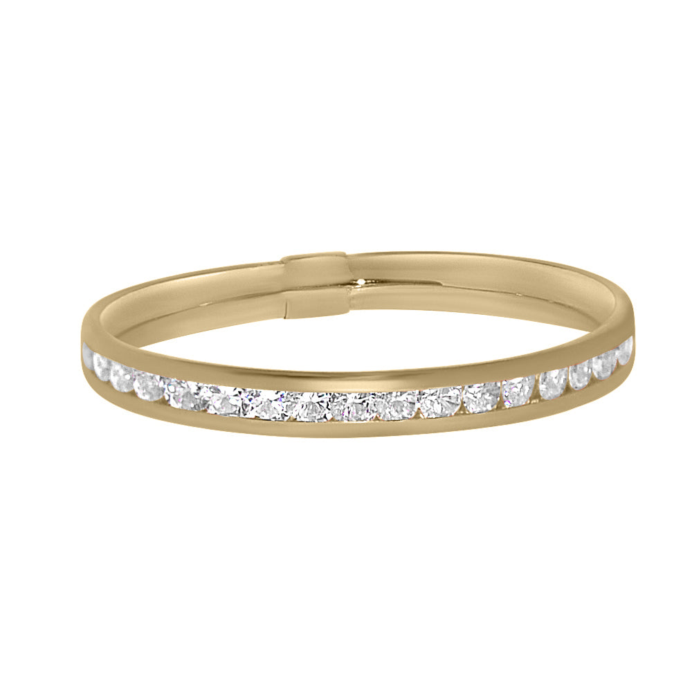 14k Yellow Gold Channel-Set Round-Cut Cubic Zirconia Thin Eternity Band