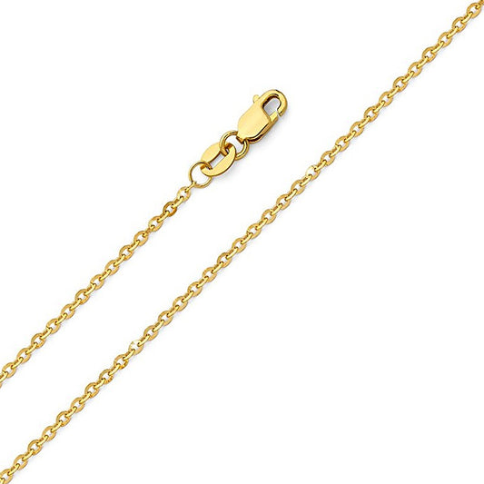 14k Yellow Gold 1.6mm Bevelled Diamond-cut Cable Pendant Chain Necklace