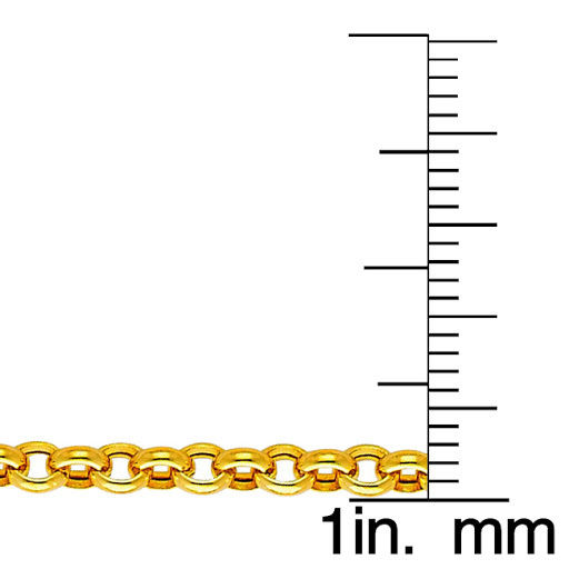 14k Yellow Gold 2.9mm Classic Hollow Rolo Unisex Chain Necklace