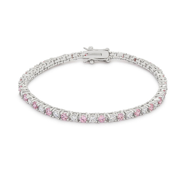 Precious Stars Silvertone Colorful Cubic Zirconia Ladies Ladies Tennis Bracelet