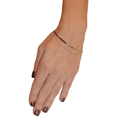 14k Solid Yellow Gold 2mm Half Round Bangle Bracelet