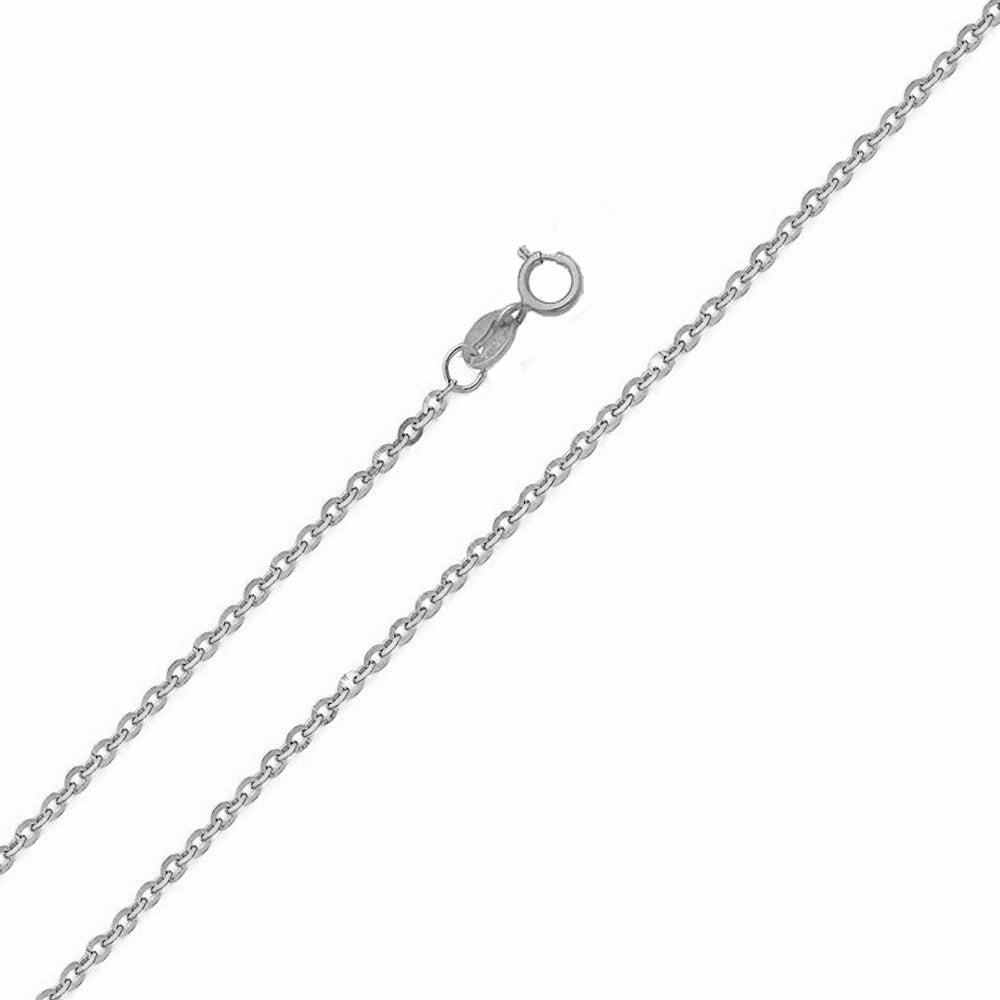 14k White Gold 1.2mm Bevelled Diamond-cut Cable Pendant Chain Necklace