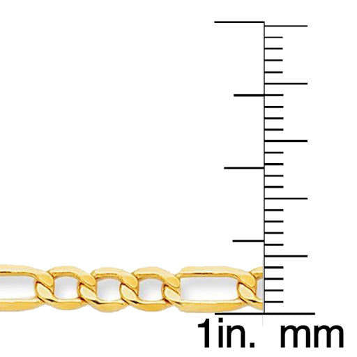 14k Yellow Gold 4.2mm Hollow Figaro Unisex Chain Necklace
