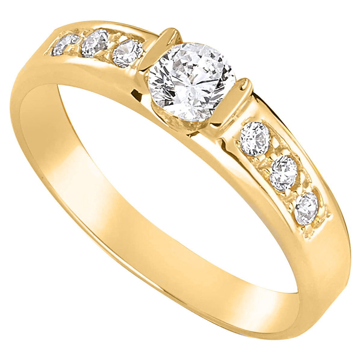 14k Yellow Gold Cubic Zirconia 4-mm Ladies Wedding Band