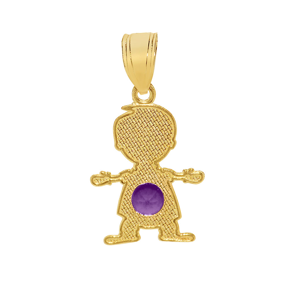 14k Yellow Gold Round-cut Cubic Zirconia Birthstone Boy/Son Pendant