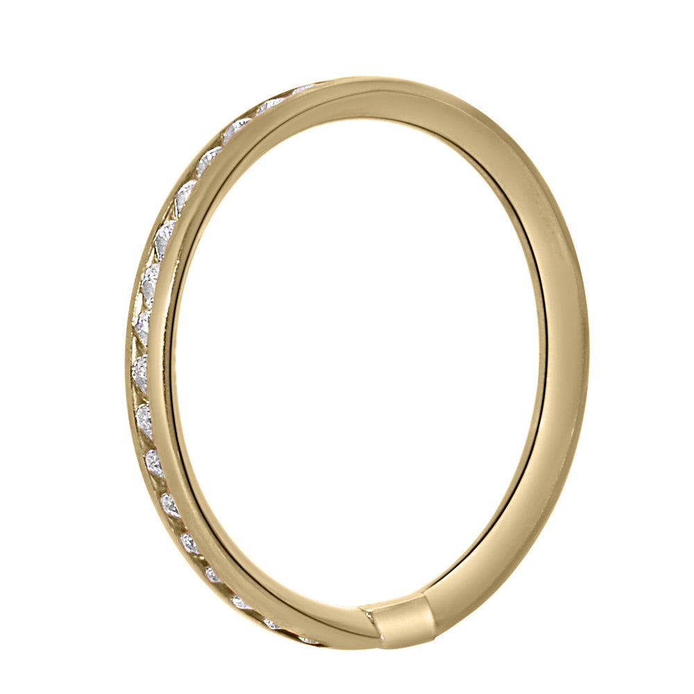 14k Yellow Gold Channel-Set Round-Cut Cubic Zirconia Thin Eternity Band