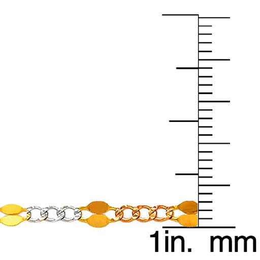 14k Tri-tone Gold 3.2mm Stamped Figaro Chain Necklace