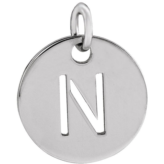 Sterling Silver Initial N Disc Pendant