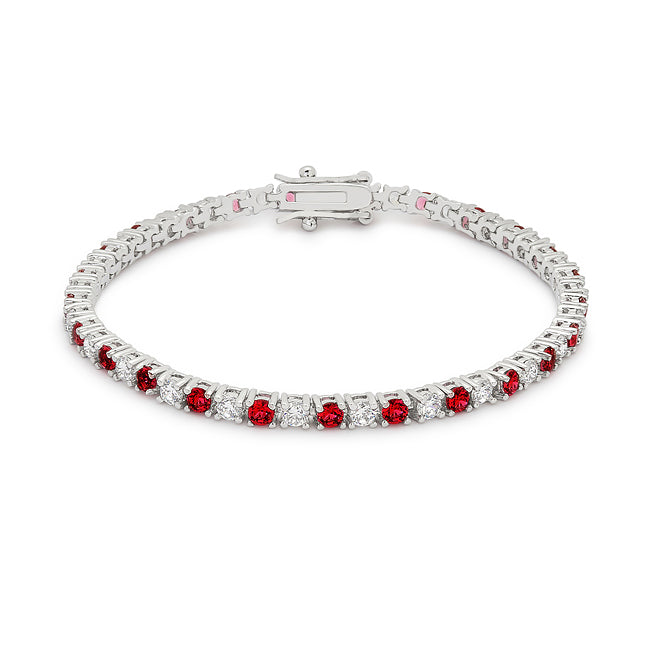 Precious Stars Silvertone Colorful Cubic Zirconia Ladies Ladies Tennis Bracelet