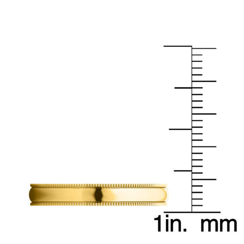 14k Yellow Gold 3mm Unisex Comfort-fit Polished Milgrain Wedding Band