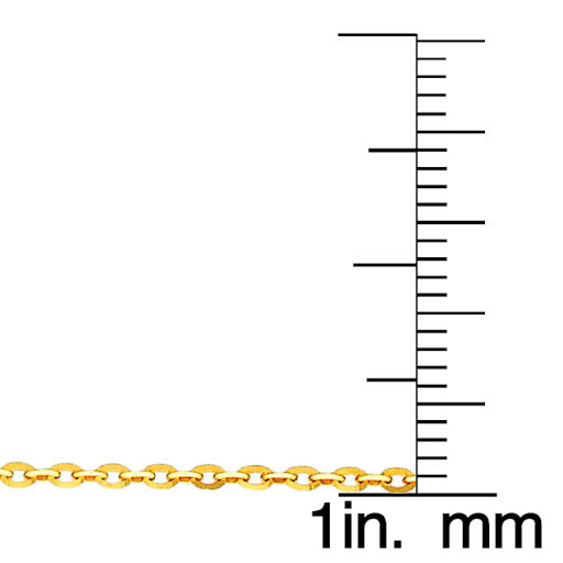 14k Yellow Gold 1.6mm Bevelled Diamond-cut Cable Pendant Chain Necklace
