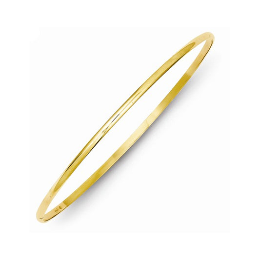 14k Solid Yellow Gold 2mm Half Round Bangle Bracelet