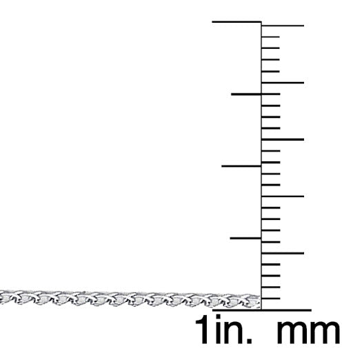 14k White Gold 1.2mm Flat Open Wheat Pendant Chain Necklace