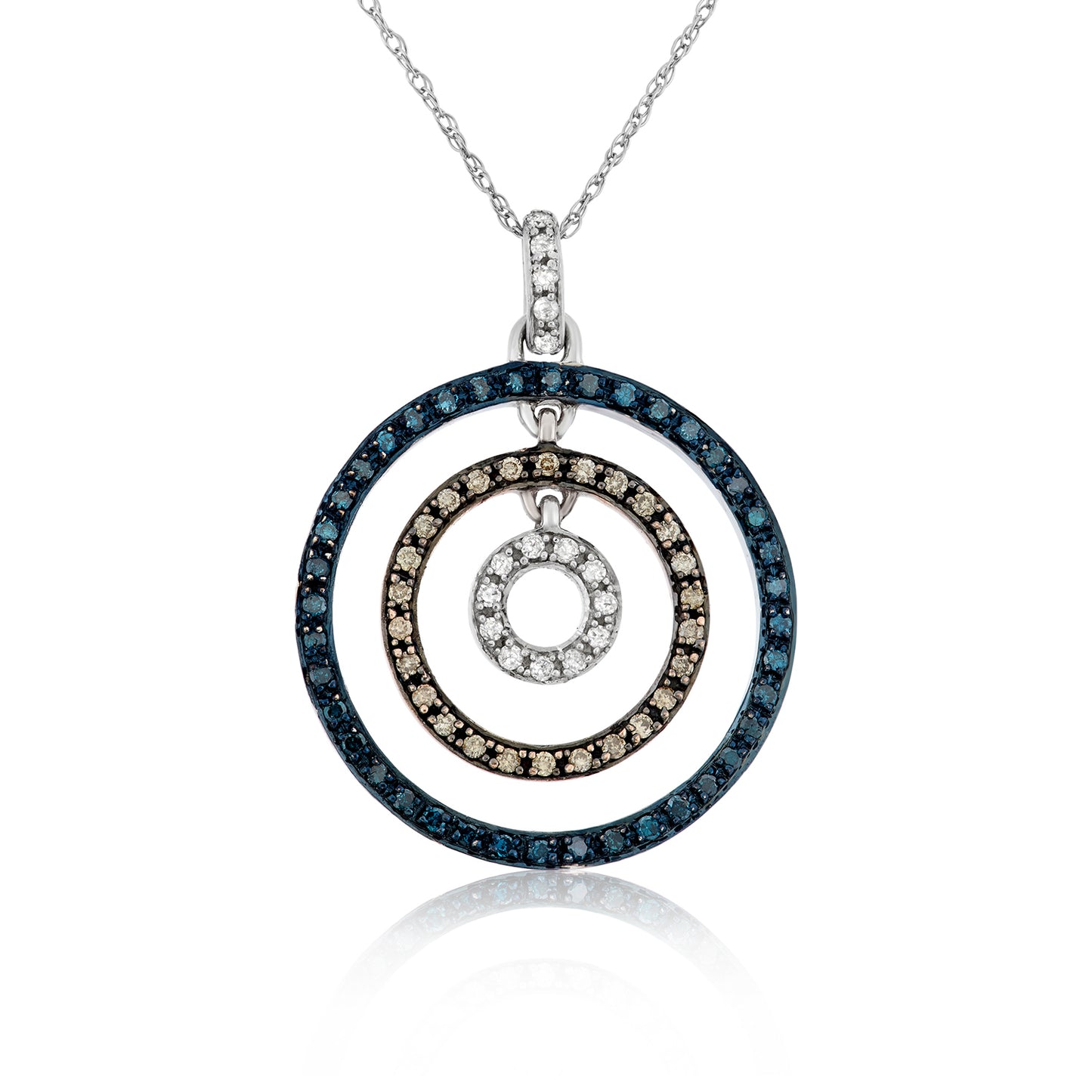 10k White Gold 0.40 ct TDW White Diamond Concentric Circle Necklace